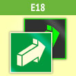 Знак E18 «Открывать движением от себя» (фотолюминесцентная пленка ГОСТ Р 12.2.143–2009, 200х200 мм)